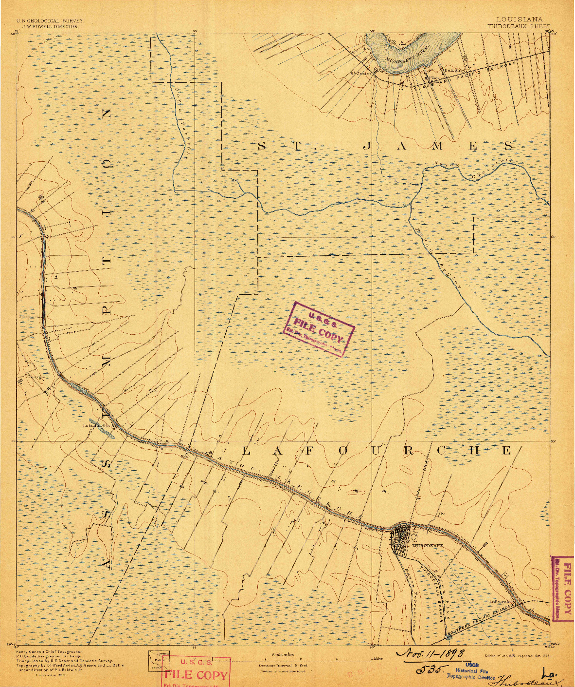 USGS 1:62500-SCALE QUADRANGLE FOR THIBODAUX, LA 1892