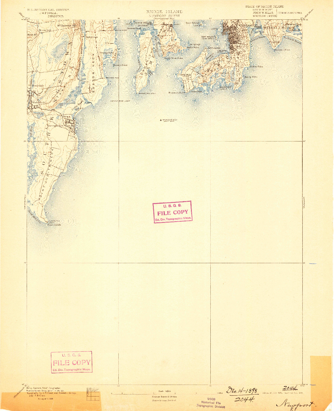 USGS 1:62500-SCALE QUADRANGLE FOR NEWPORT, RI 1894