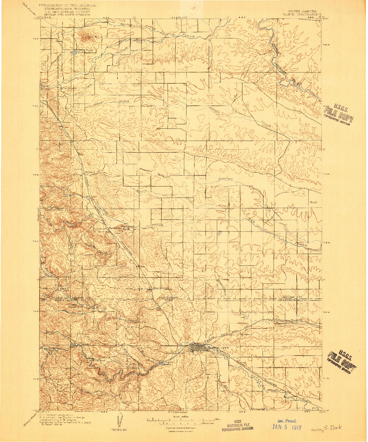USGS 1:125000-SCALE QUADRANGLE FOR RAPID, SD 1898