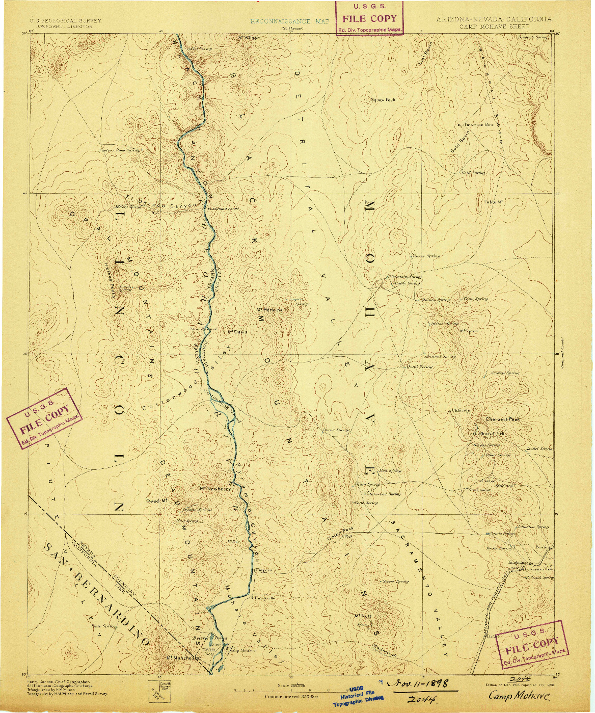 USGS 1:250000-SCALE QUADRANGLE FOR CAMP MOHAVE, AZ 1892