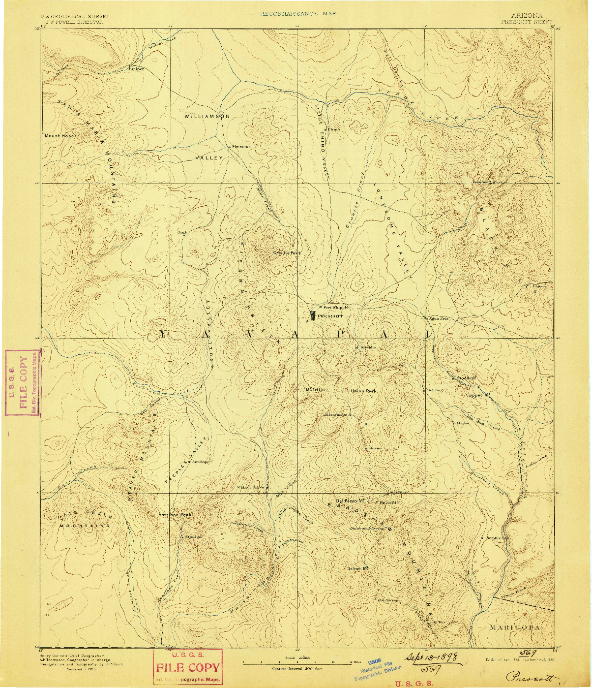 USGS 1:250000-SCALE QUADRANGLE FOR PRESCOTT, AZ 1892