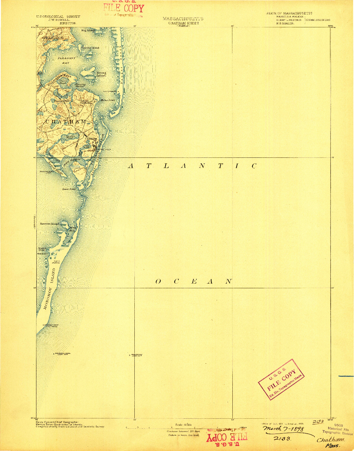 USGS 1:62500-SCALE QUADRANGLE FOR CHATHAM, MA 1893