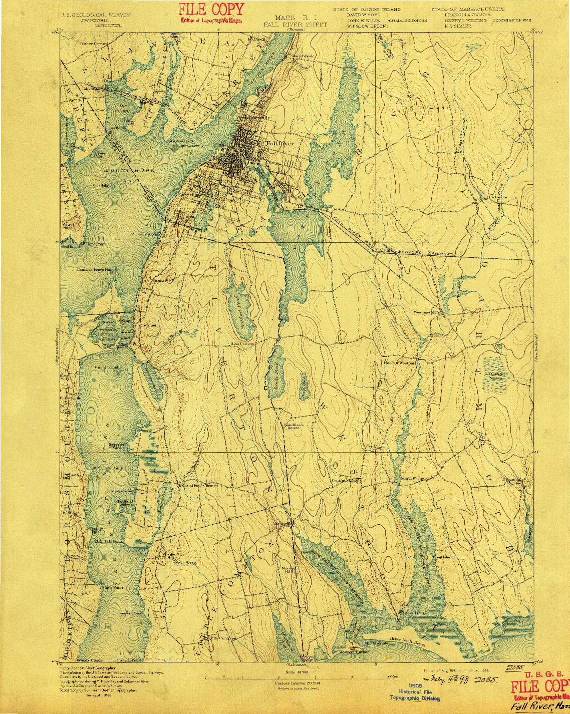 USGS 1:62500-SCALE QUADRANGLE FOR FALL RIVER, MA 1893