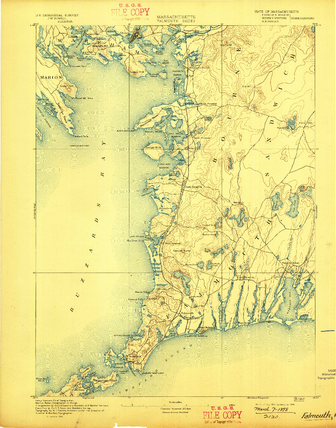 USGS 1:62500-SCALE QUADRANGLE FOR FALMOUTH, MA 1893