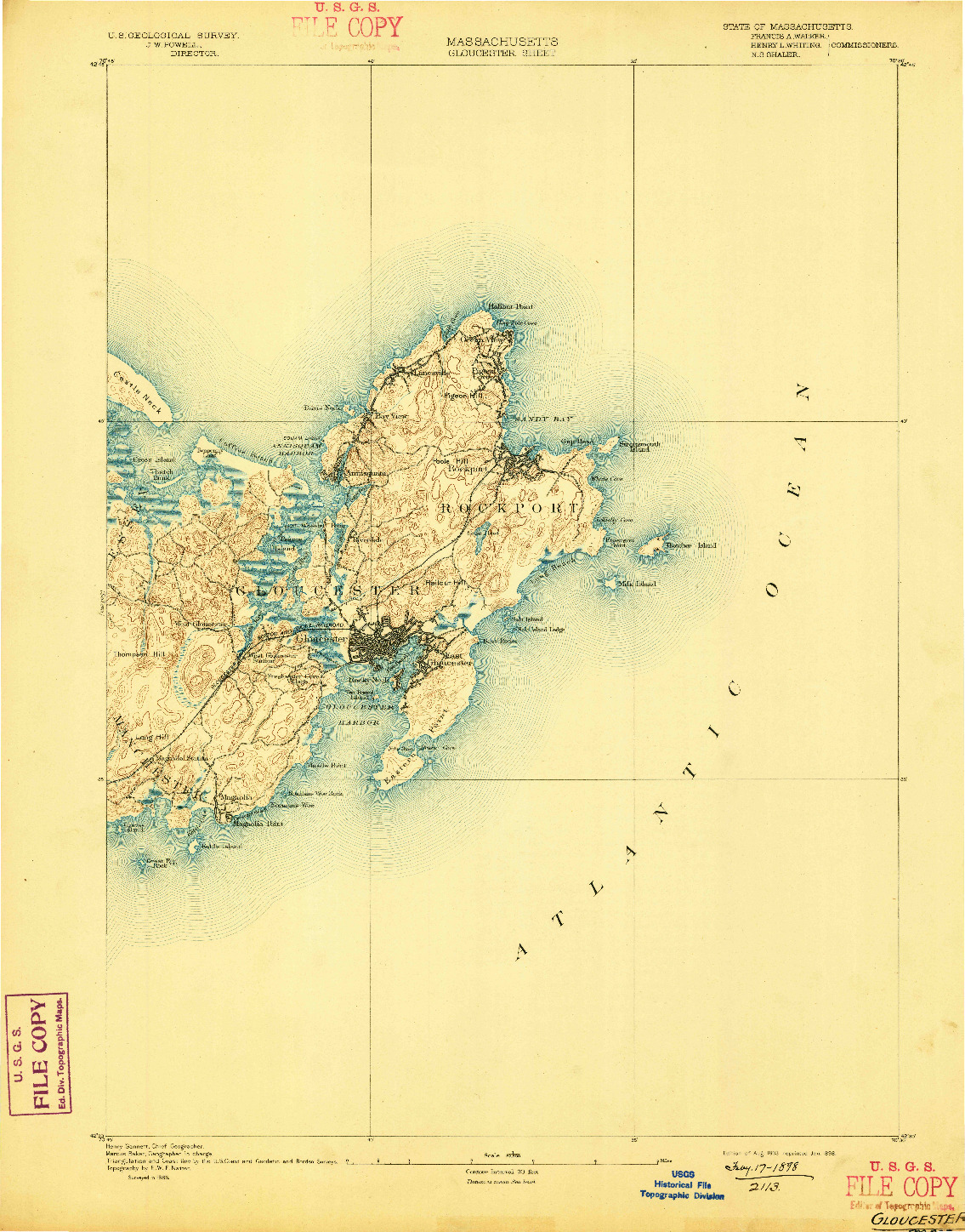 USGS 1:62500-SCALE QUADRANGLE FOR GLOUCESTER, MA 1893