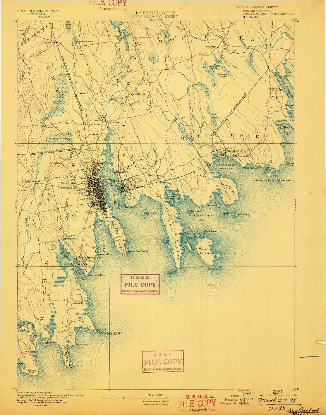 USGS 1:62500-SCALE QUADRANGLE FOR NEW BEDFORD, MA 1893