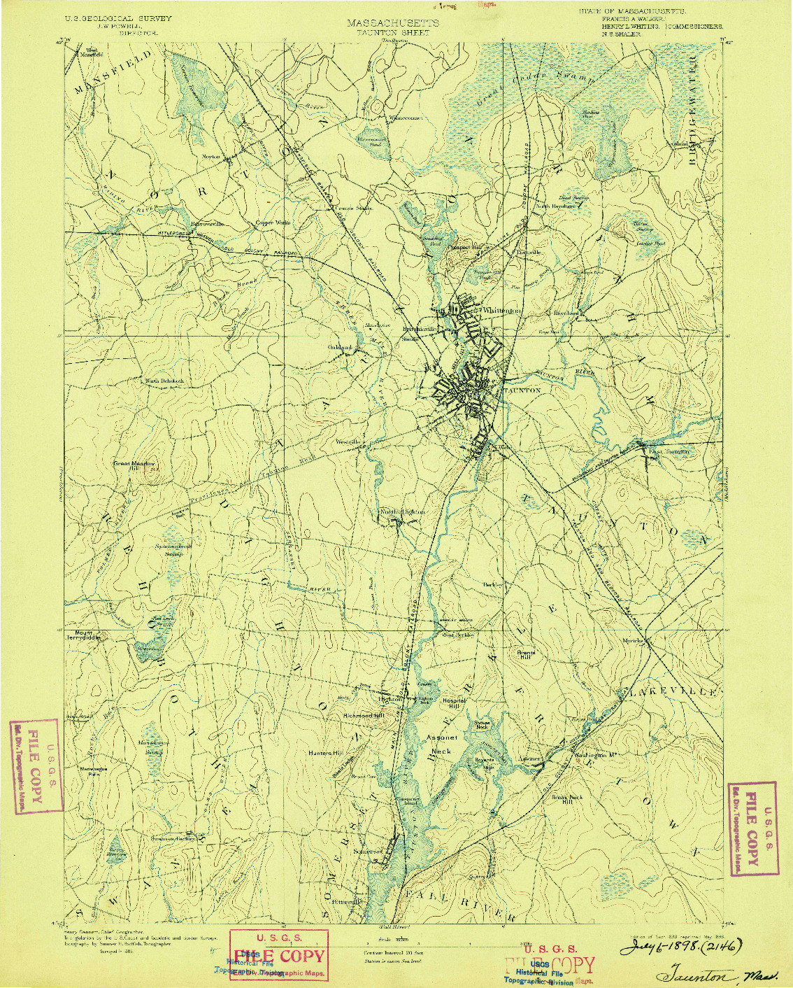 USGS 1:62500-SCALE QUADRANGLE FOR TAUNTON, MA 1893
