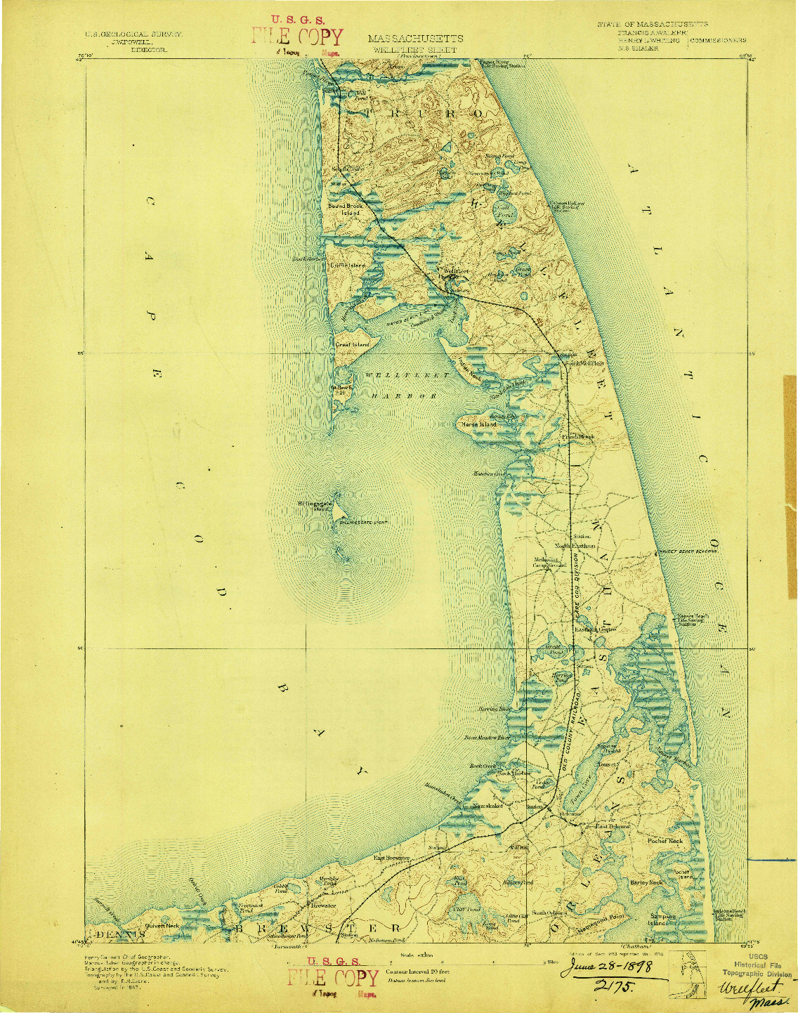 USGS 1:62500-SCALE QUADRANGLE FOR WELLFLEET, MA 1893