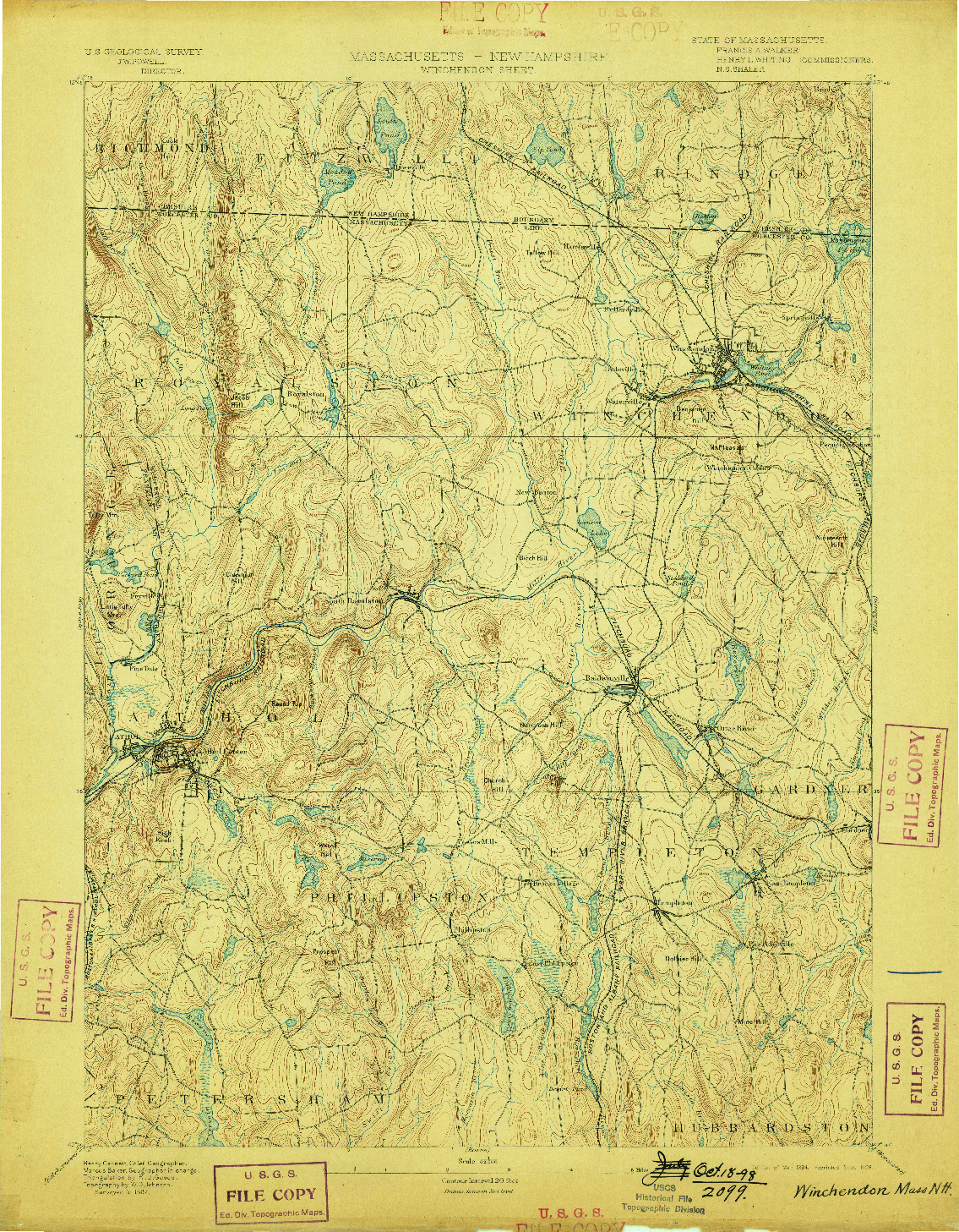 USGS 1:62500-SCALE QUADRANGLE FOR WINCHENDON, MA 1894