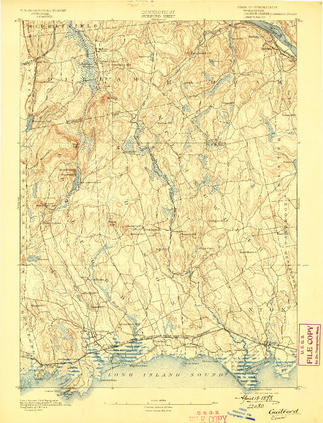 USGS 1:62500-SCALE QUADRANGLE FOR GUILFORD, CT 1893