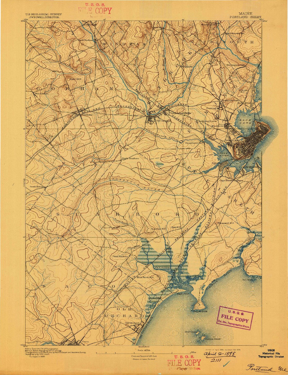 USGS 1:62500-SCALE QUADRANGLE FOR PORTLAND, ME 1893