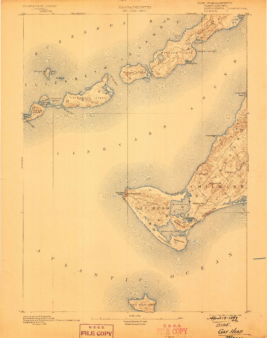 USGS 1:62500-SCALE QUADRANGLE FOR GAY HEAD, MA 1893