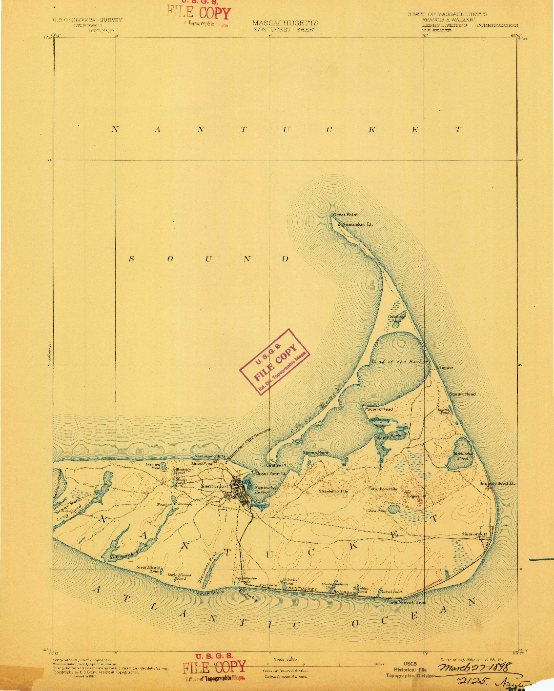 USGS 1:62500-SCALE QUADRANGLE FOR NANTUCKET, MA 1893