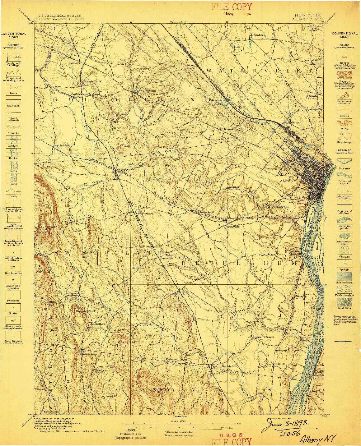 USGS 1:62500-SCALE QUADRANGLE FOR ALBANY, NY 1898