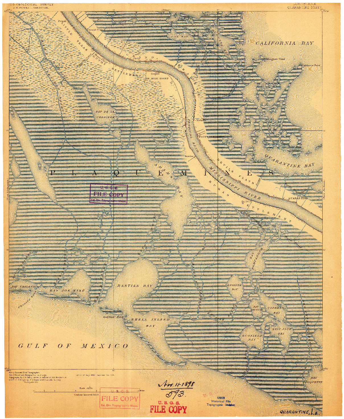 USGS 1:62500-SCALE QUADRANGLE FOR QUARANTINE, LA 1892