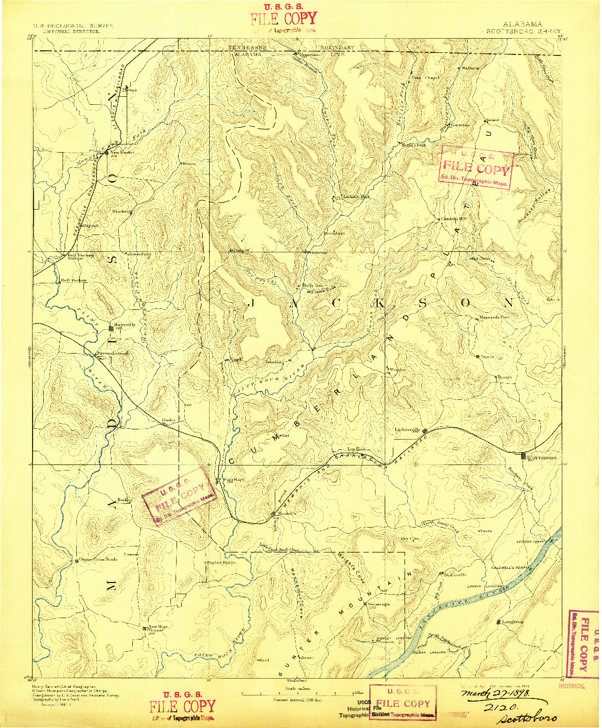 USGS 1:125000-SCALE QUADRANGLE FOR SCOTTSBORO, AL 1892