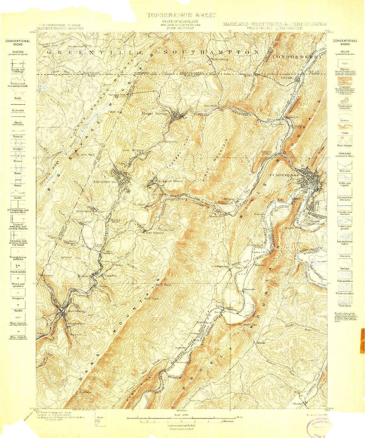 USGS 1:62500-SCALE QUADRANGLE FOR FROSTBURG, MD 1898