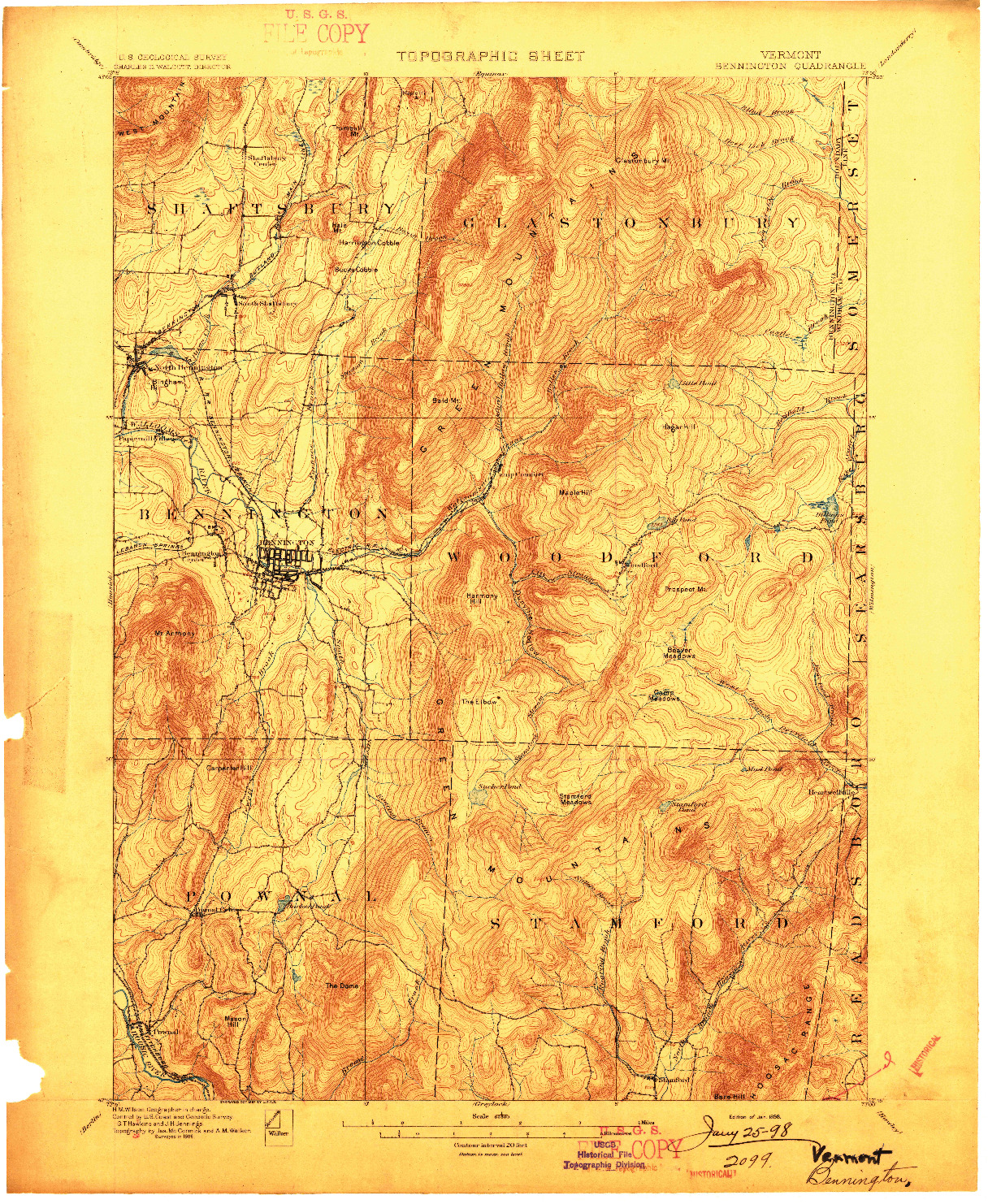 USGS 1:62500-SCALE QUADRANGLE FOR BENNINGTON, VT 1898