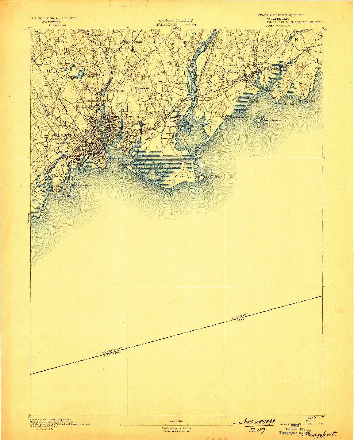 USGS 1:62500-SCALE QUADRANGLE FOR BRIDGEPORT, CT 1893