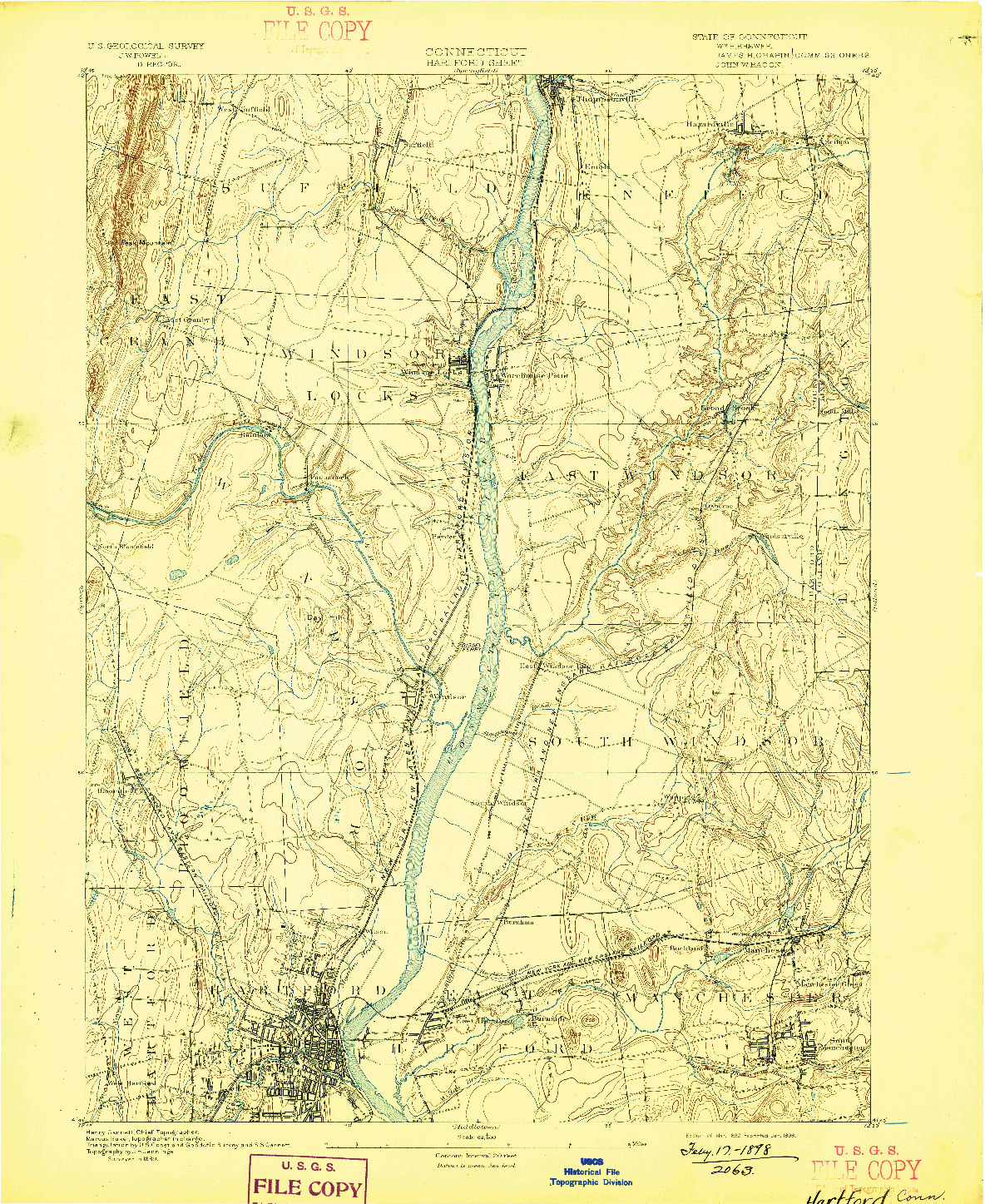 USGS 1:62500-SCALE QUADRANGLE FOR HARTFORD, CT 1892