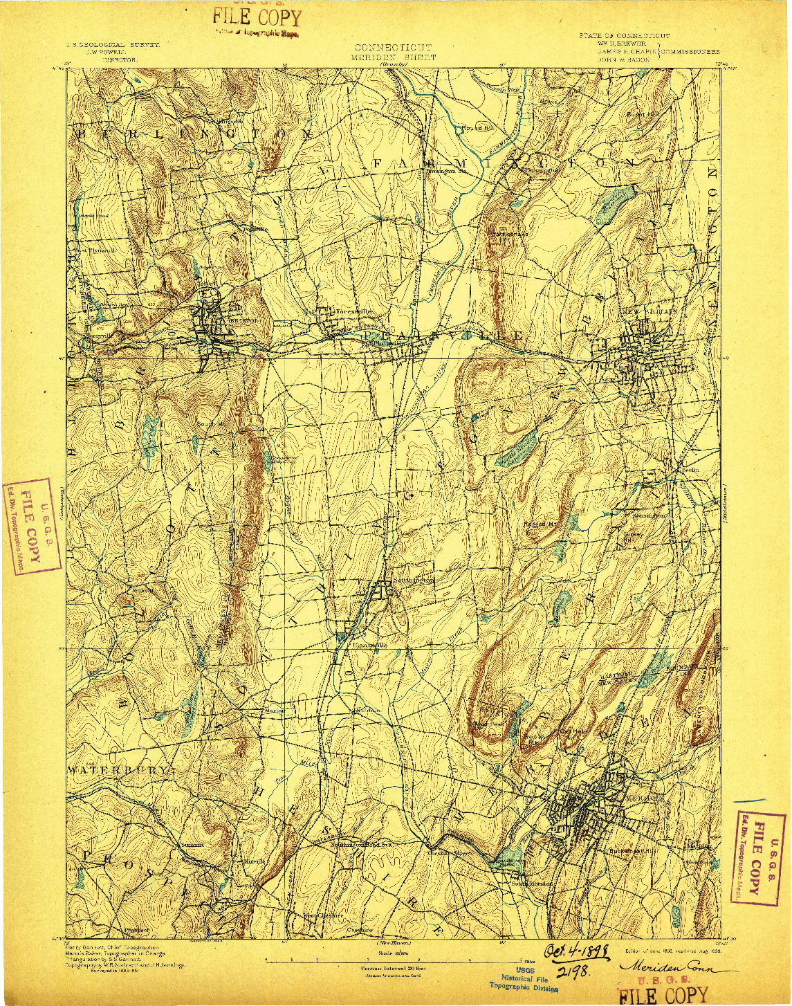 USGS 1:62500-SCALE QUADRANGLE FOR MERIDEN, CT 1893