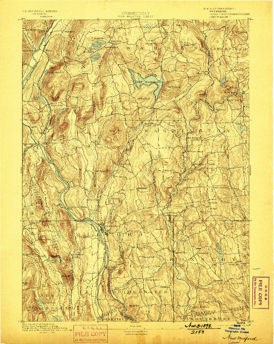 USGS 1:62500-SCALE QUADRANGLE FOR NEW MILFORD, CT 1893