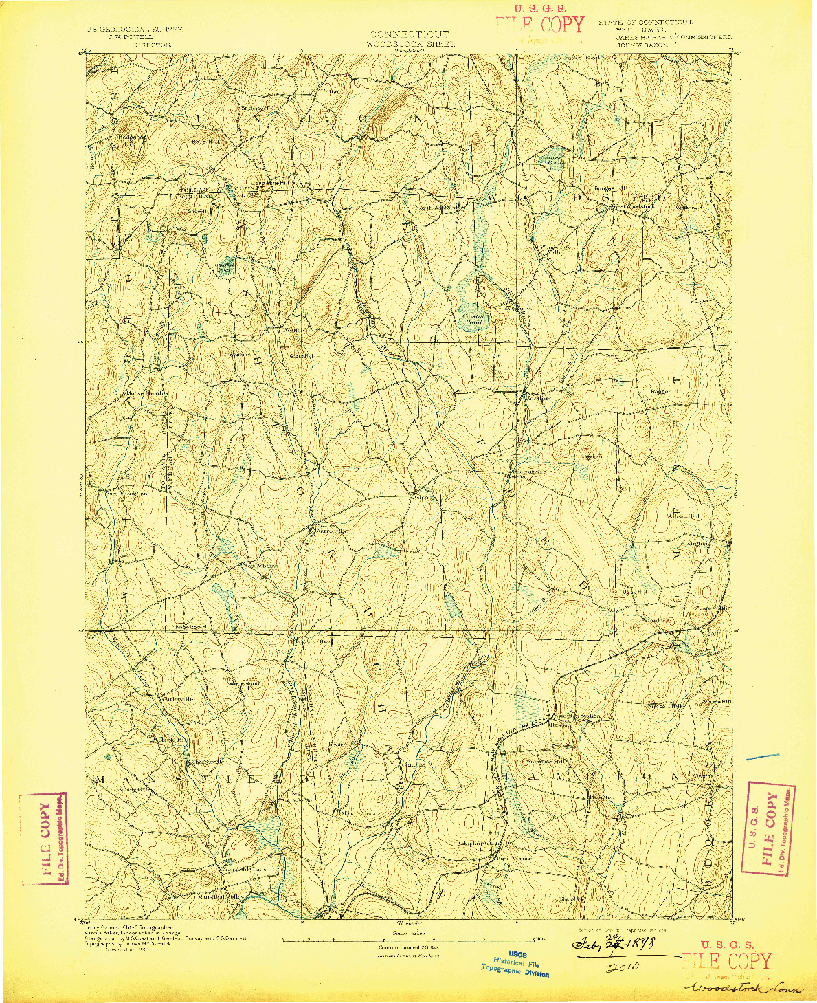 USGS 1:62500-SCALE QUADRANGLE FOR WOODSTOCK, CT 1892