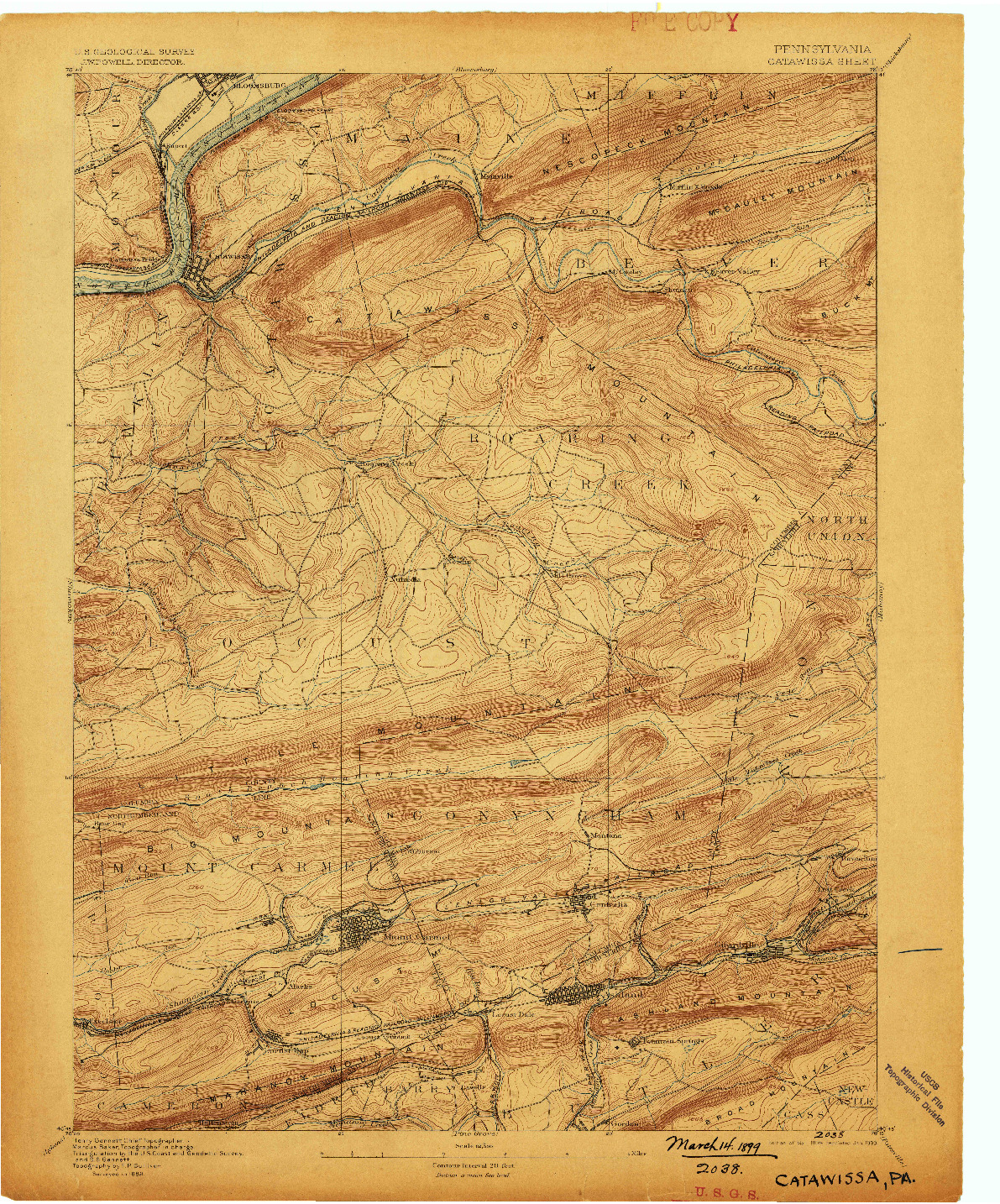 USGS 1:62500-SCALE QUADRANGLE FOR CATAWISSA, PA 1894