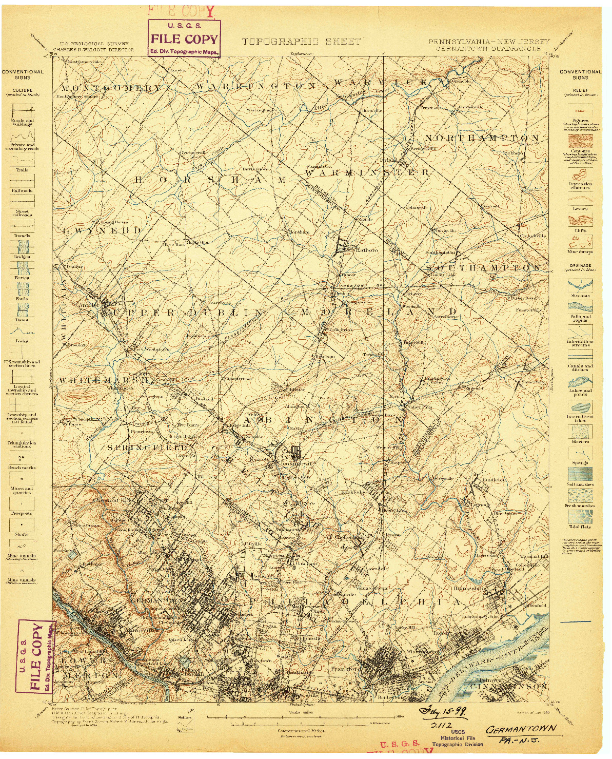 USGS 1:62500-SCALE QUADRANGLE FOR GERMANTOWN, PA 1899