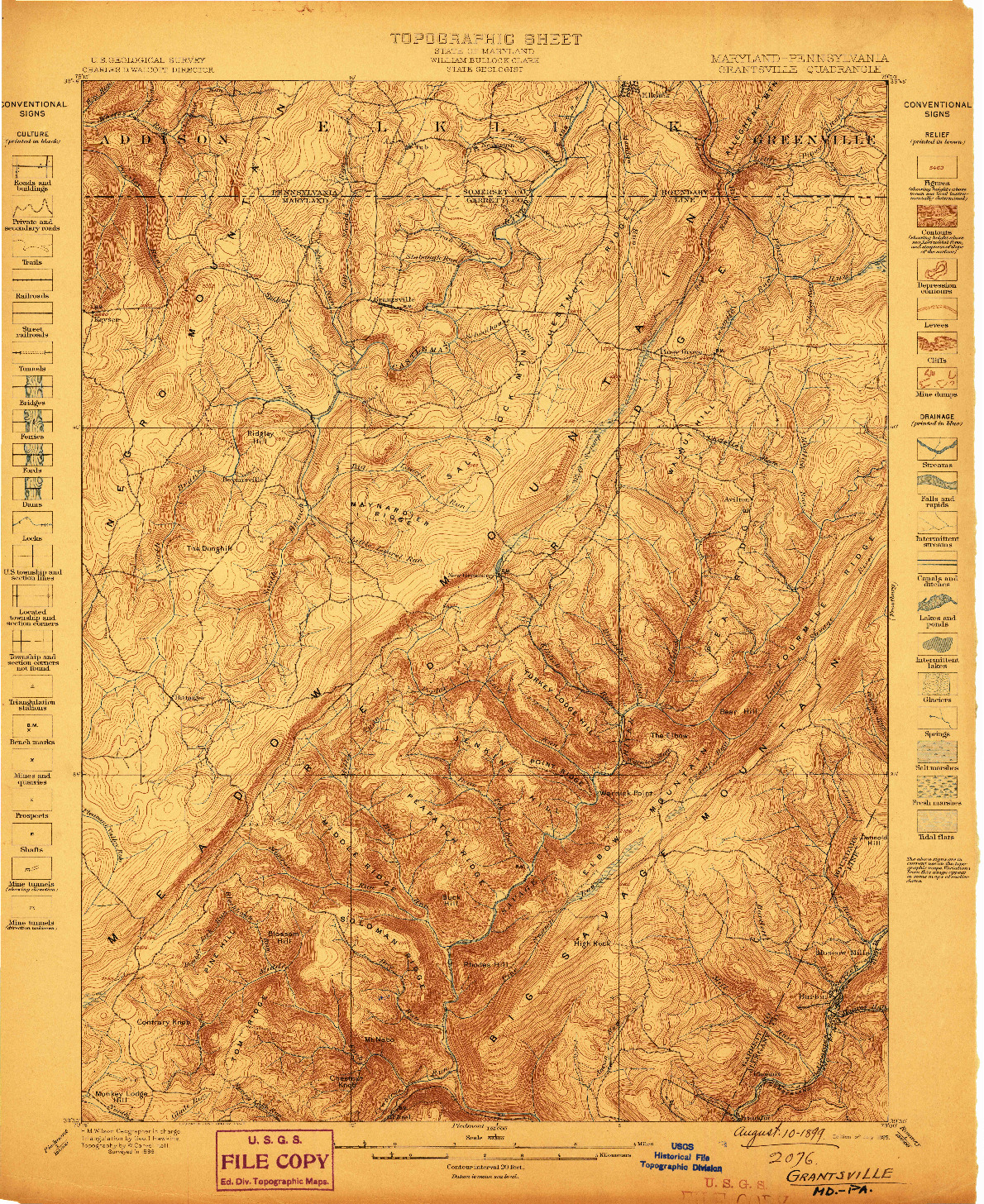 USGS 1:62500-SCALE QUADRANGLE FOR GRANTSVILLE, MD 1899