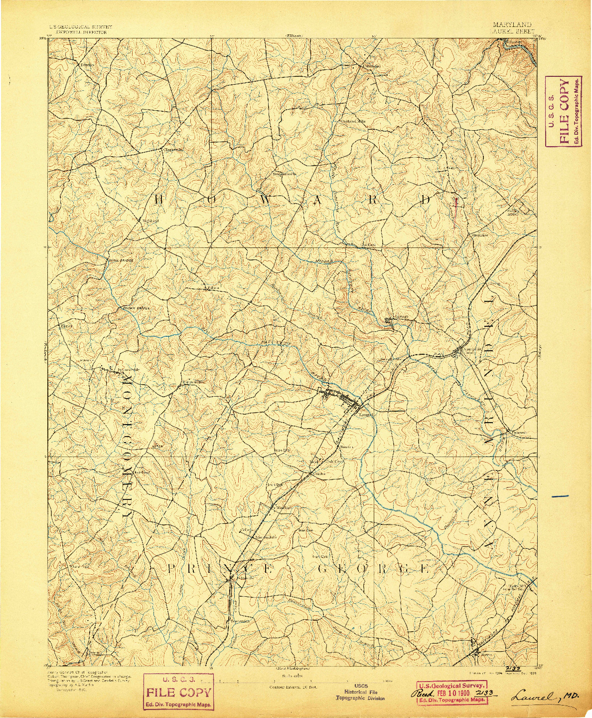 USGS 1:62500-SCALE QUADRANGLE FOR LAUREL, MD 1894