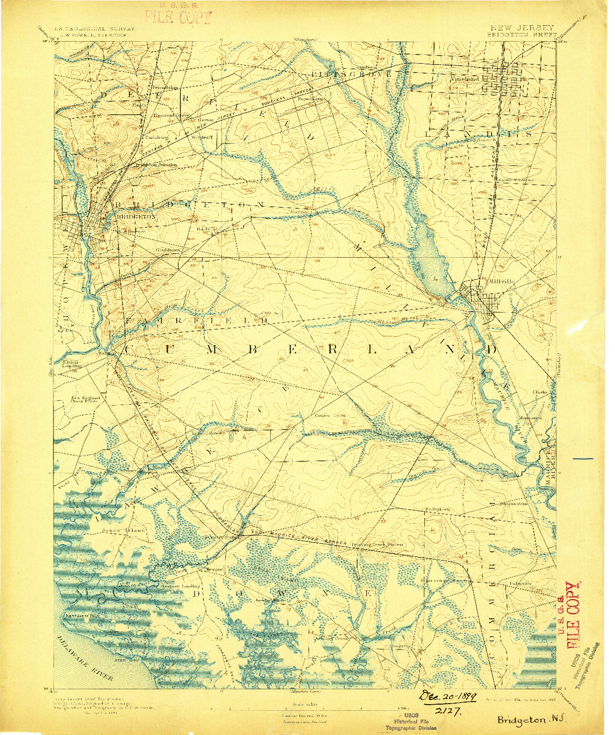 USGS 1:62500-SCALE QUADRANGLE FOR BRIDGETON, NJ 1894