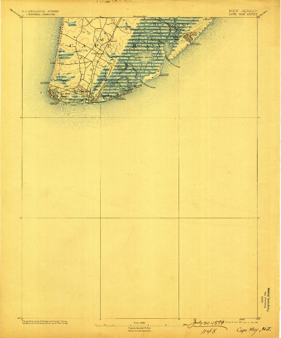 USGS 1:62500-SCALE QUADRANGLE FOR CAPE MAY, NJ 1893