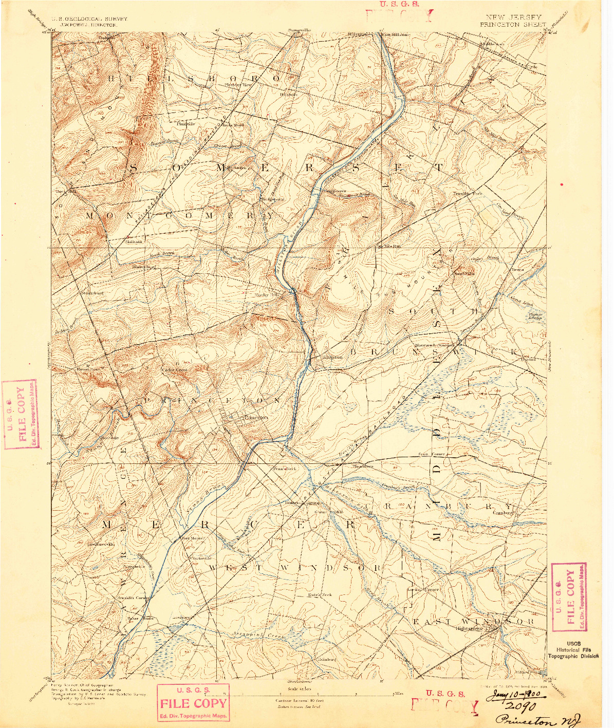 USGS 1:62500-SCALE QUADRANGLE FOR PRINCETON, NJ 1894