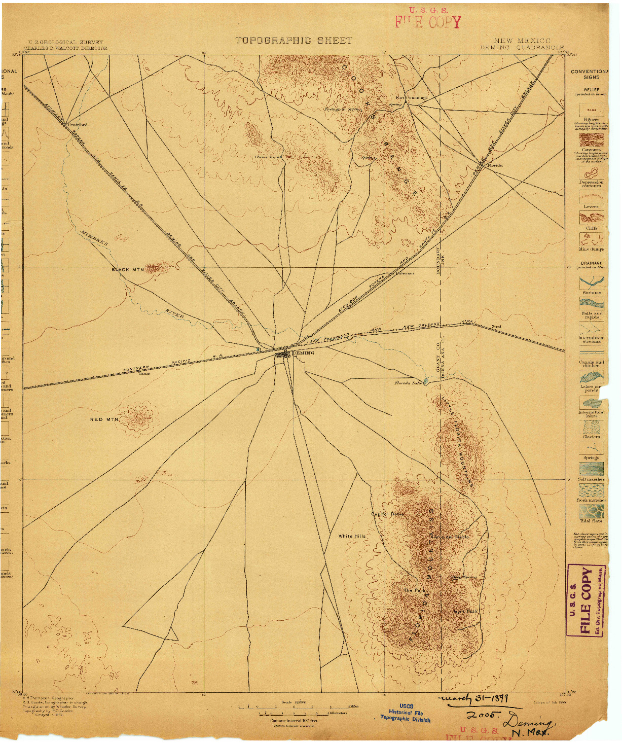 USGS 1:125000-SCALE QUADRANGLE FOR DEMING, NM 1899