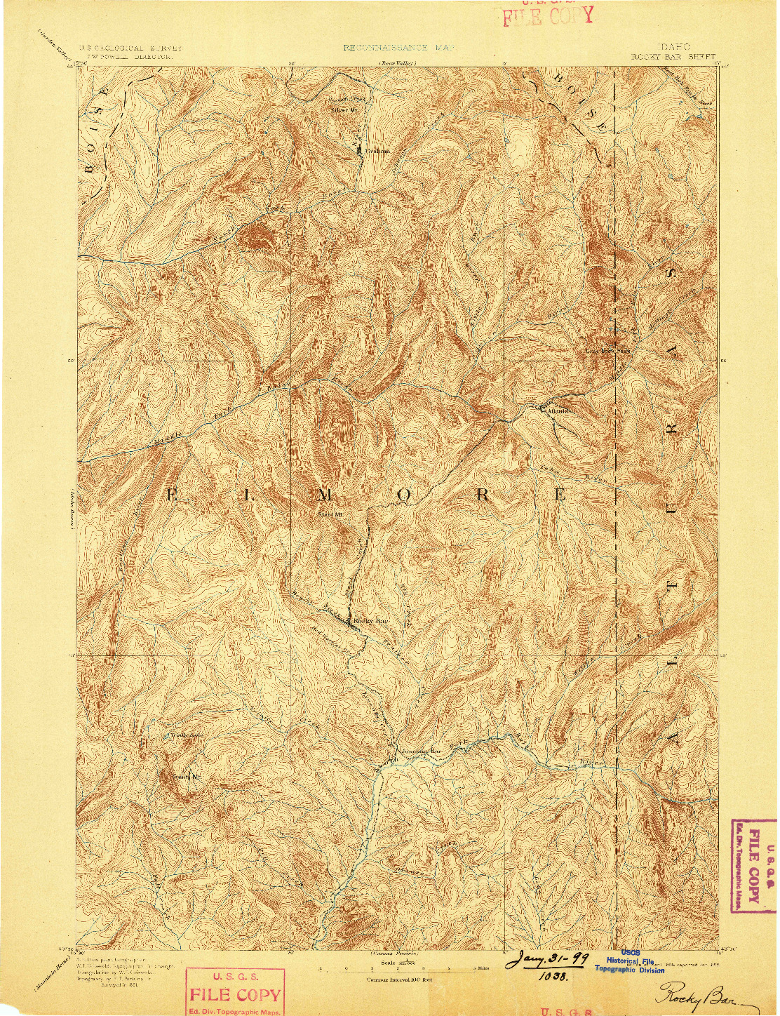 USGS 1:125000-SCALE QUADRANGLE FOR ROCKY BAR, ID 1894
