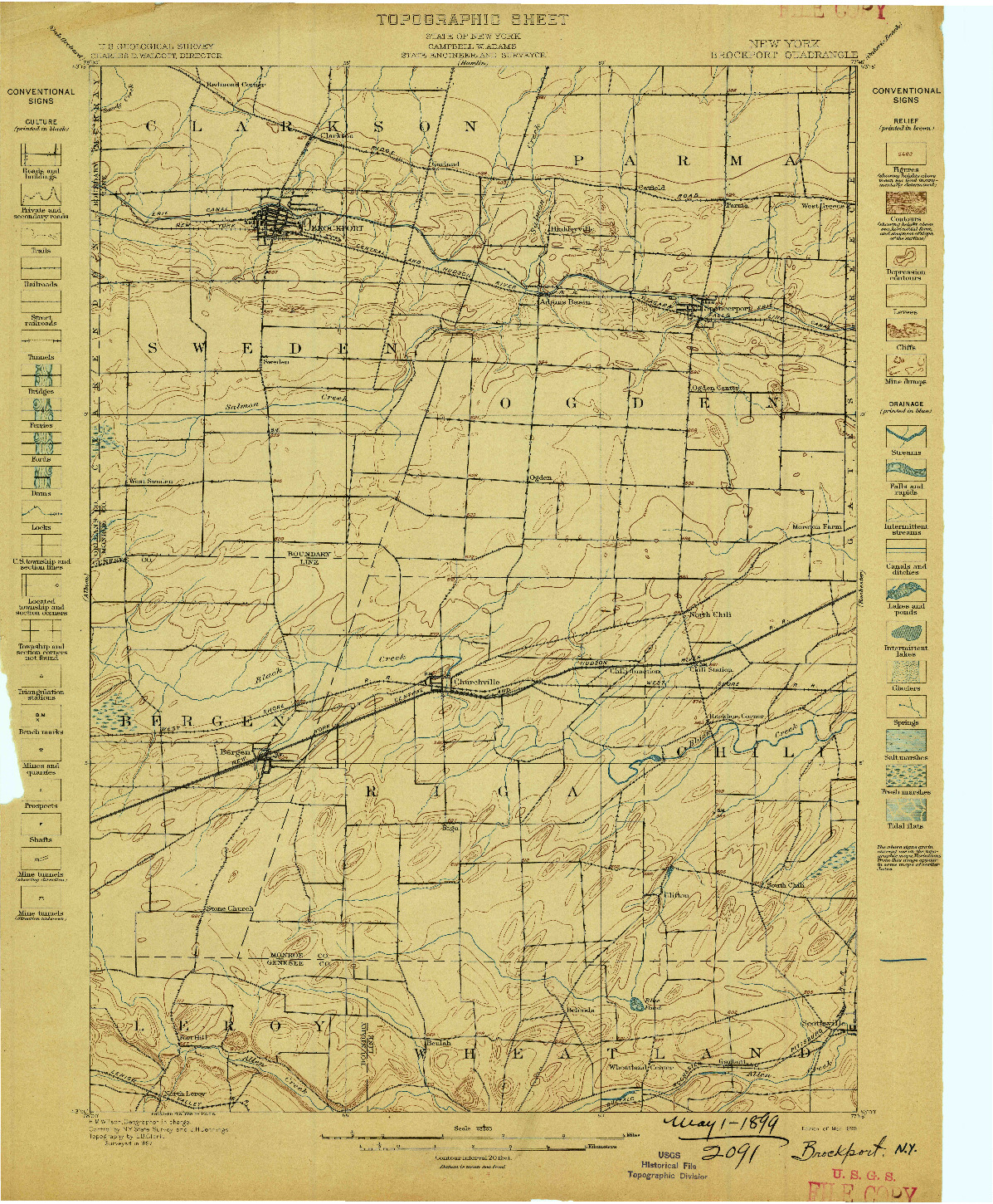 USGS 1:62500-SCALE QUADRANGLE FOR BROCKPORT, NY 1899