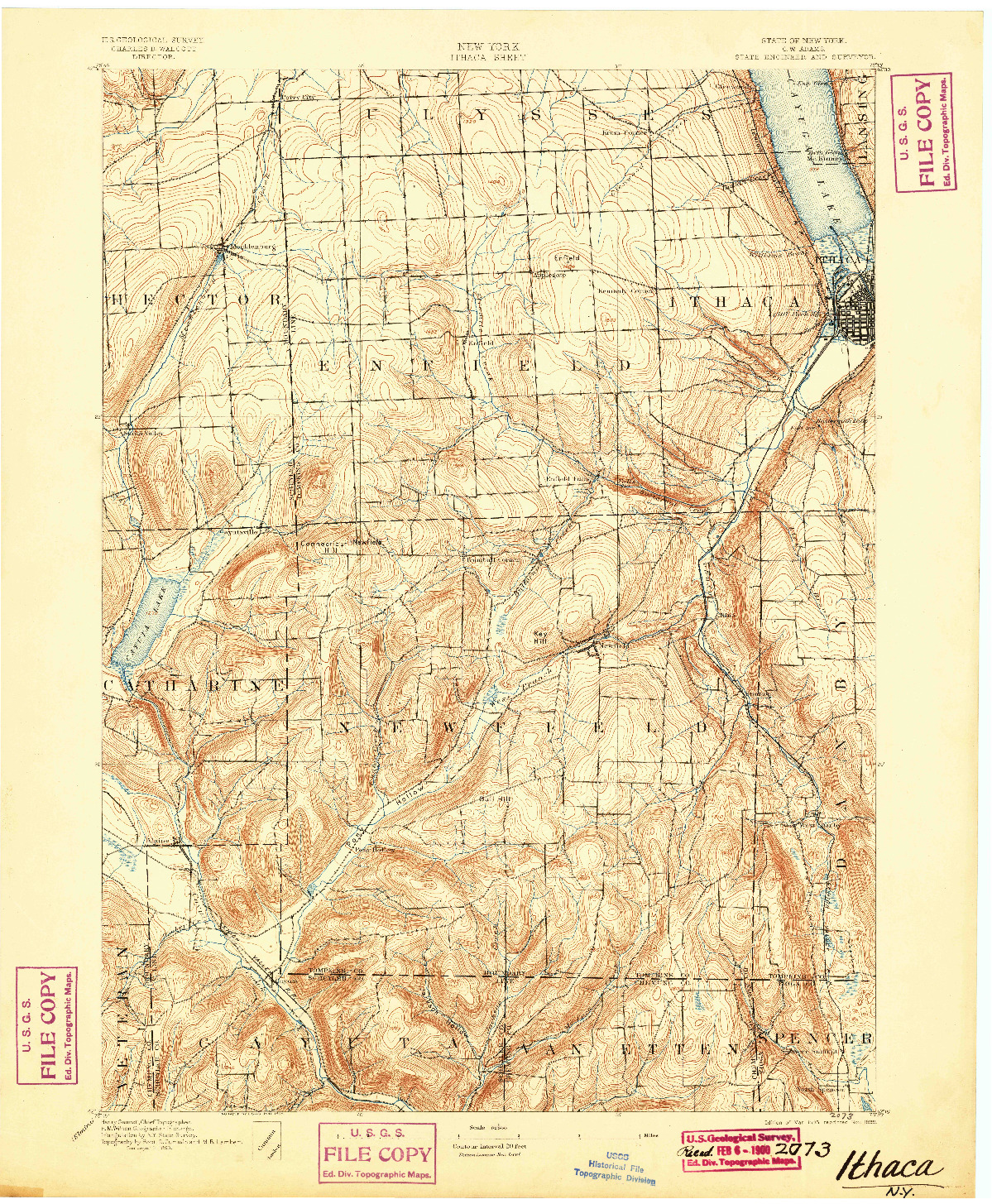 USGS 1:62500-SCALE QUADRANGLE FOR ITHACA, NY 1895