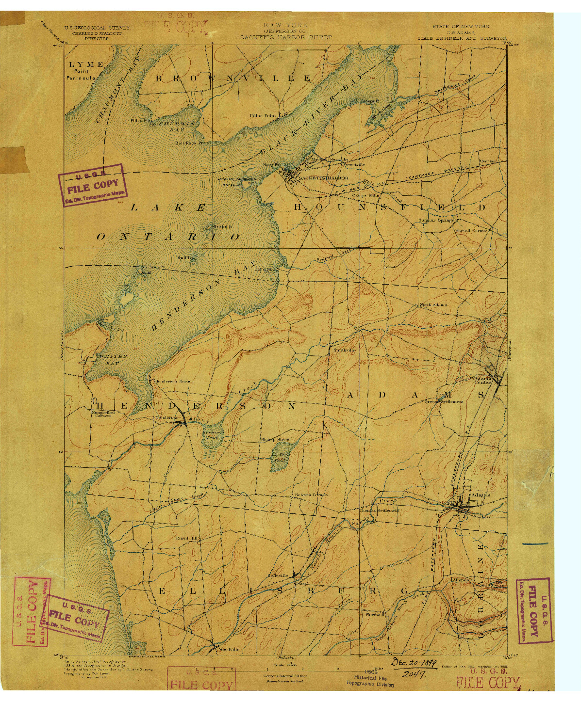 USGS 1:62500-SCALE QUADRANGLE FOR SACKETTS HARBOR, NY 1895