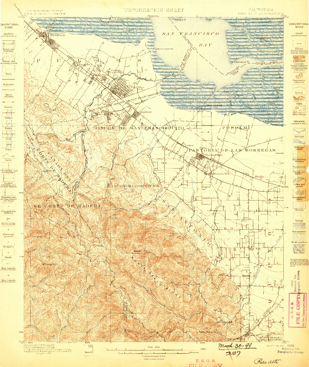 USGS 1:62500-SCALE QUADRANGLE FOR PALO ALTO, CA 1899