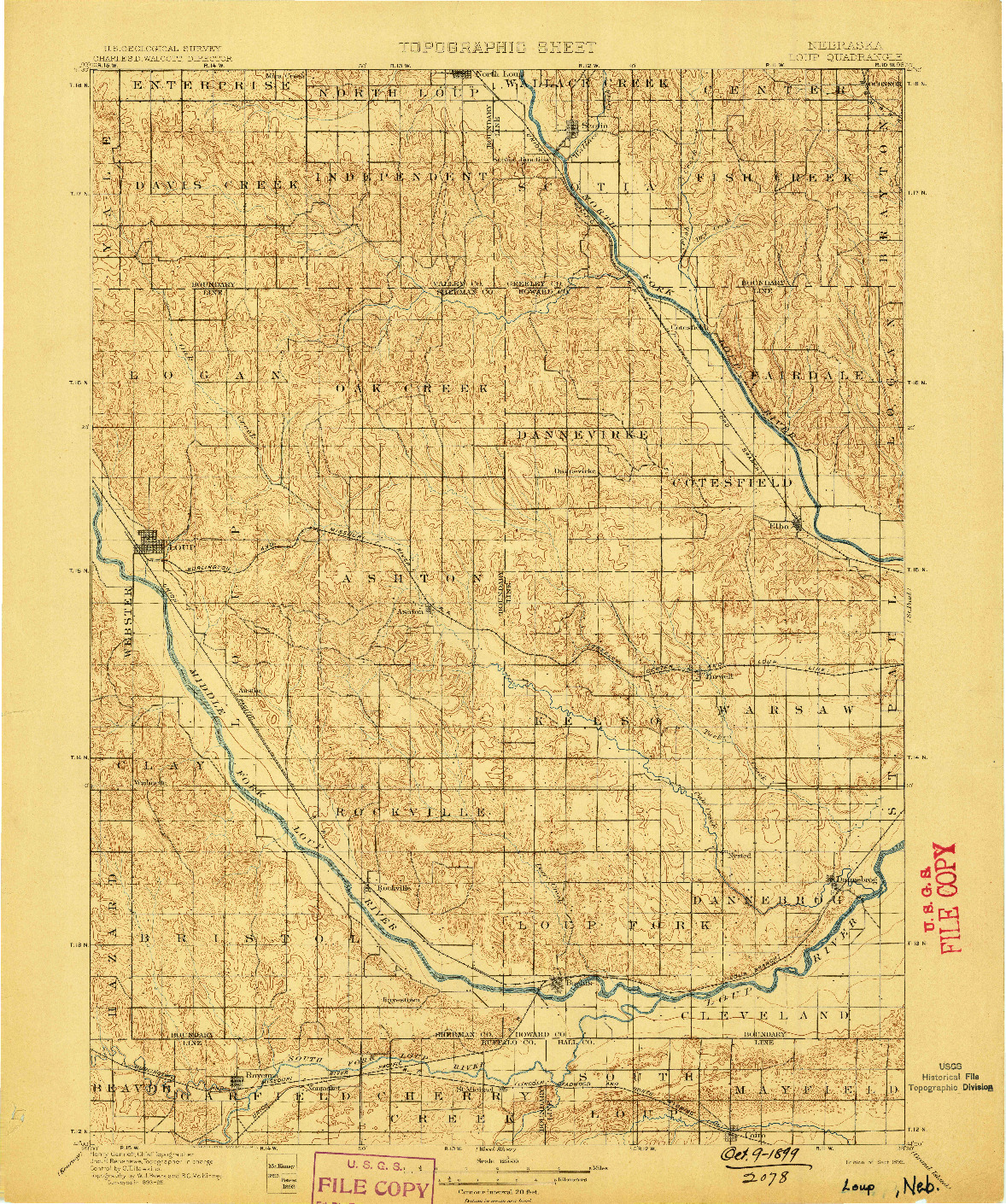 USGS 1:125000-SCALE QUADRANGLE FOR LOUP, NE 1899