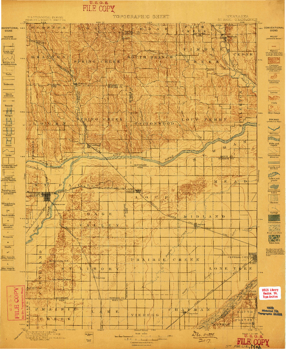 USGS 1:125000-SCALE QUADRANGLE FOR ST. PAUL, NE 1899