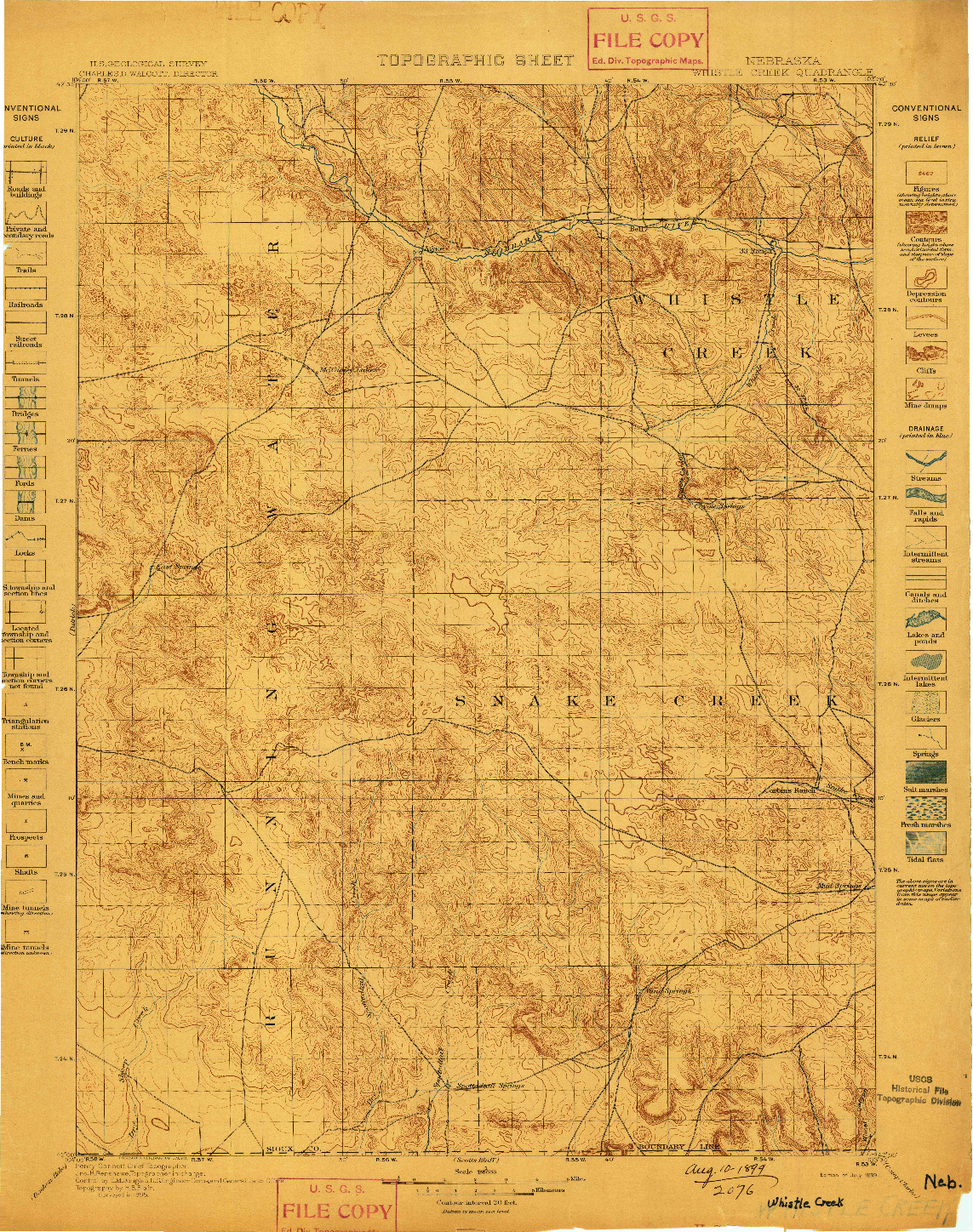 USGS 1:125000-SCALE QUADRANGLE FOR WHISTLE CREEK, NE 1899