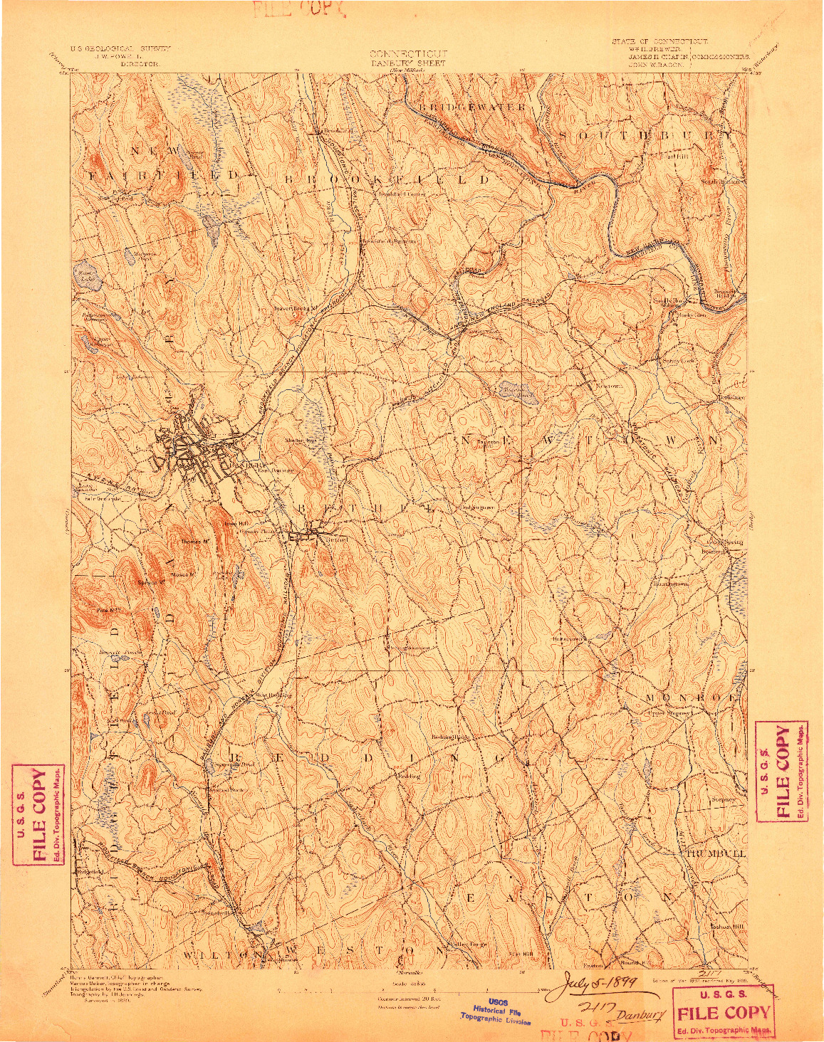 USGS 1:62500-SCALE QUADRANGLE FOR DANBURY, CT 1892