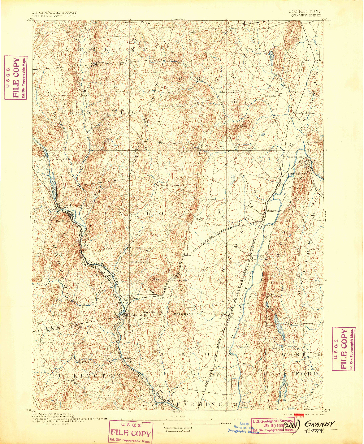 USGS 1:62500-SCALE QUADRANGLE FOR GRANBY, CT 1892