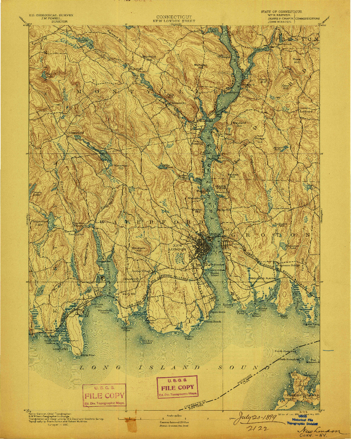 USGS 1:62500-SCALE QUADRANGLE FOR NEW LONDON, CT 1893