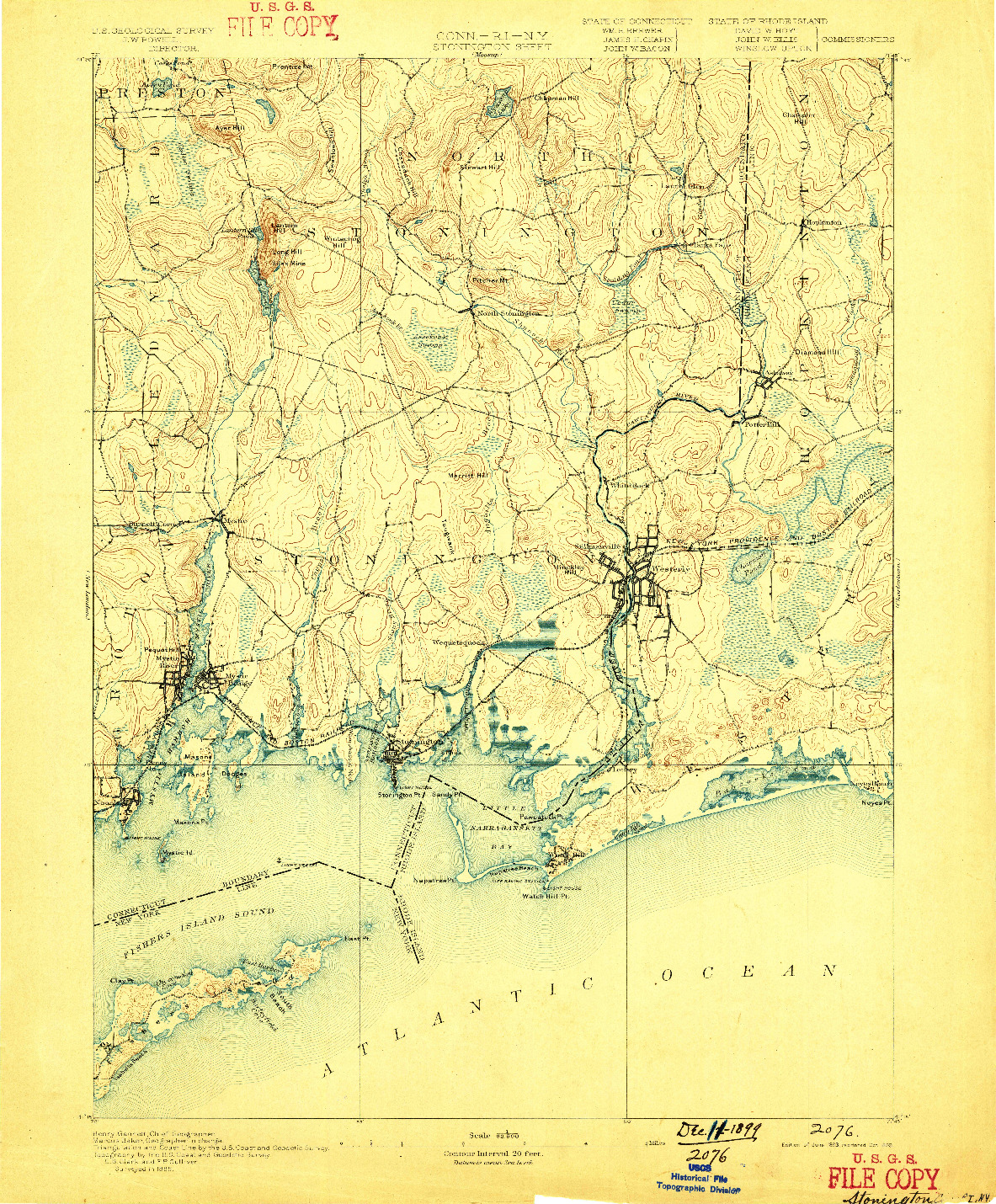 USGS 1:62500-SCALE QUADRANGLE FOR STONINGTON, CT 1893