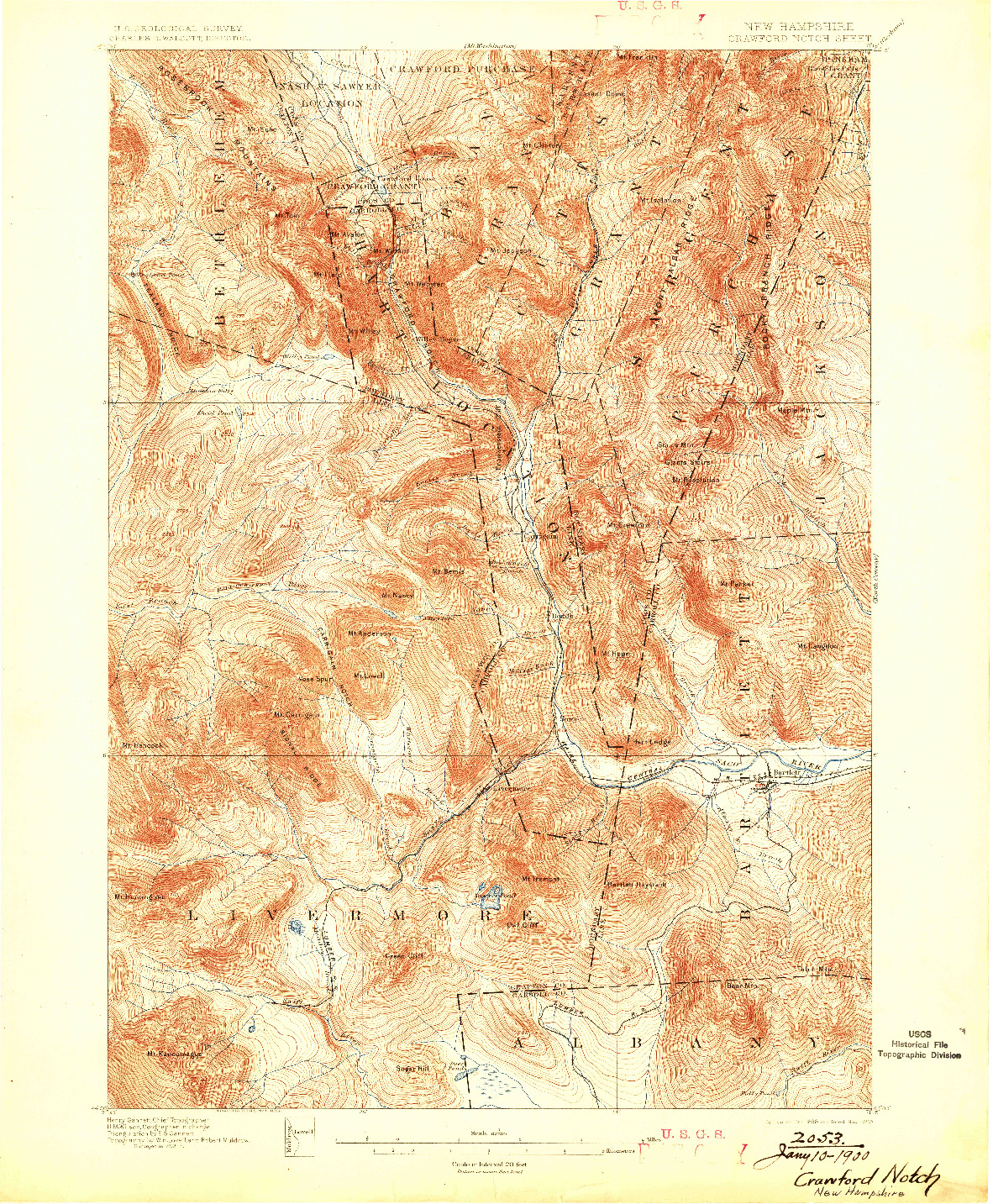 USGS 1:62500-SCALE QUADRANGLE FOR CRAWFORD NOTCH, NH 1896