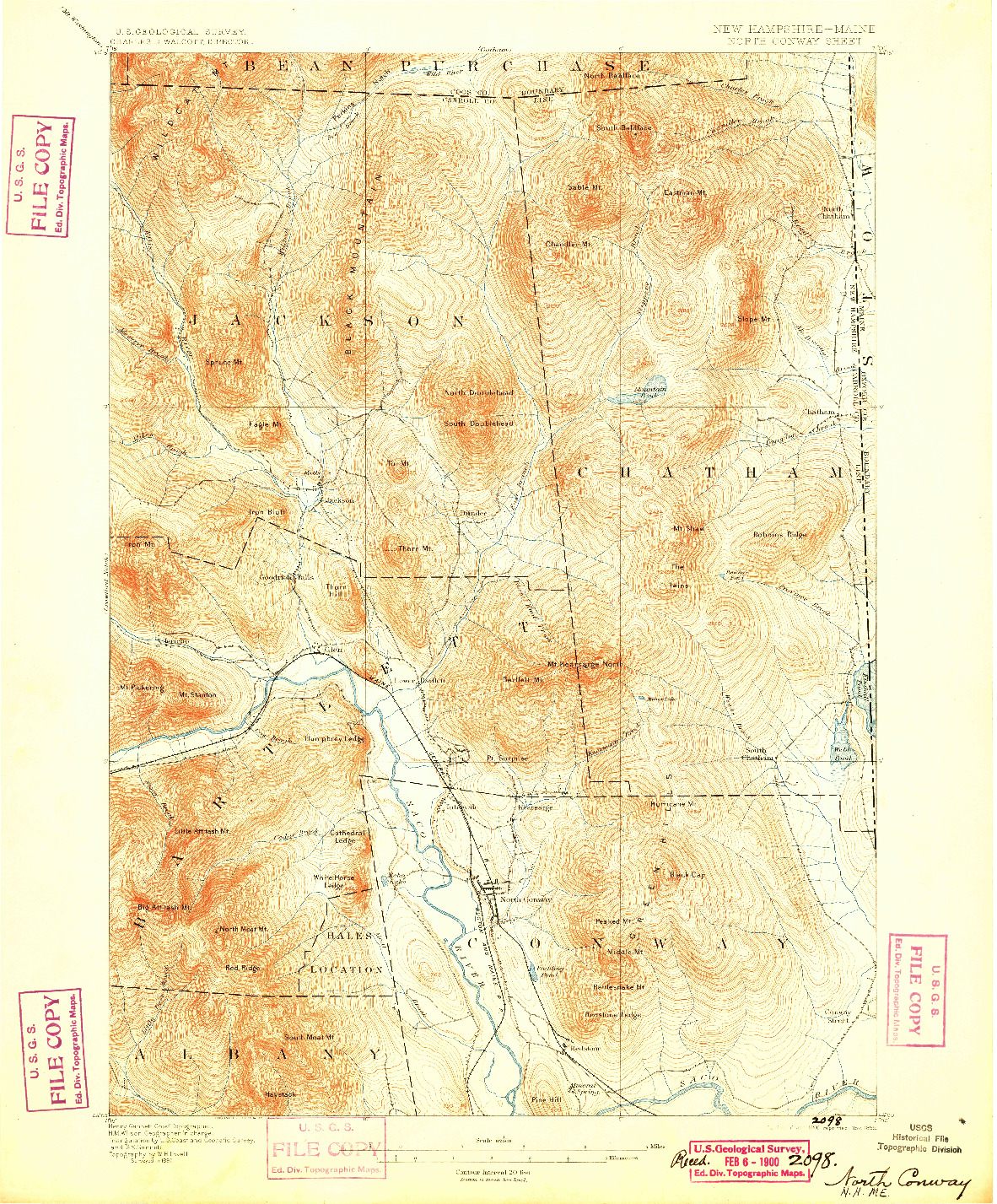 USGS 1:62500-SCALE QUADRANGLE FOR NORTH CONWAY, NH 1896