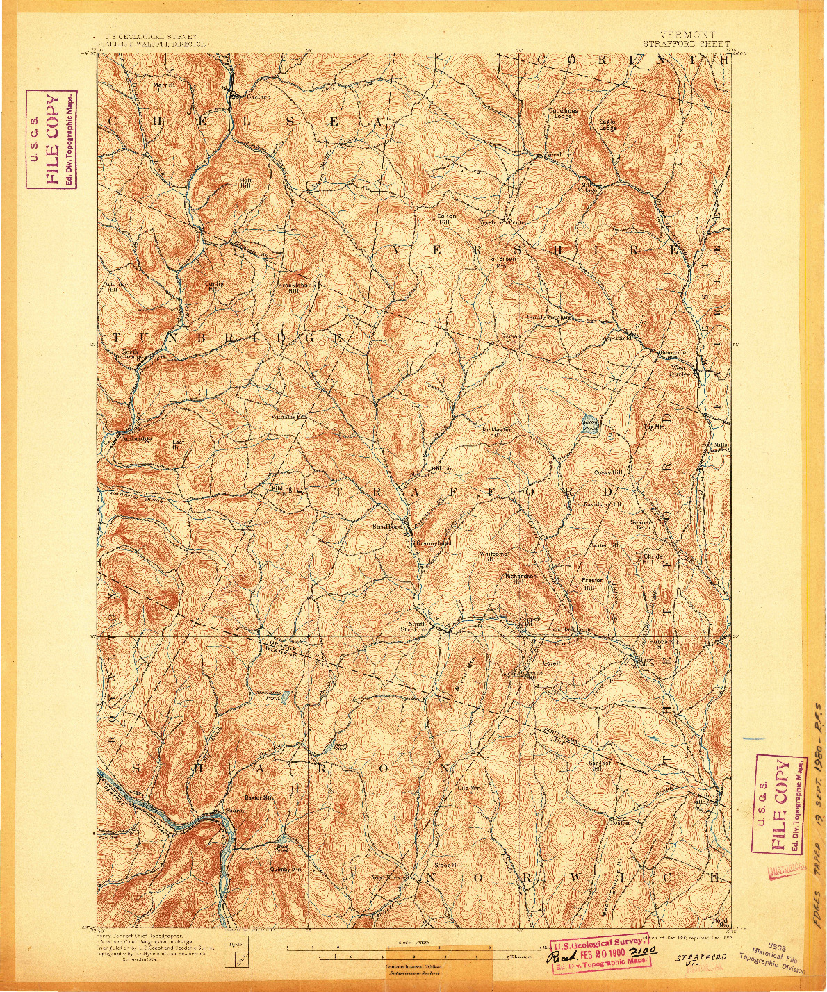 USGS 1:62500-SCALE QUADRANGLE FOR STRAFFORD, VT 1896